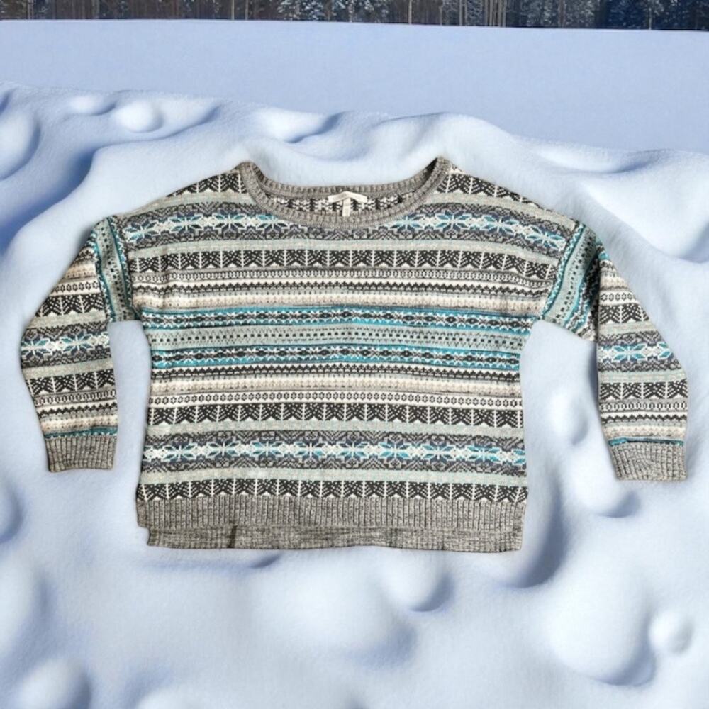 Victoria's Secret Women's Large 100% Cotton Fair Isle Pattern Cropped Sweater